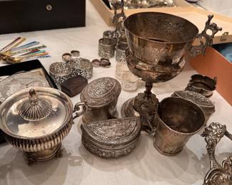 Assorted Burmese & South American silver items