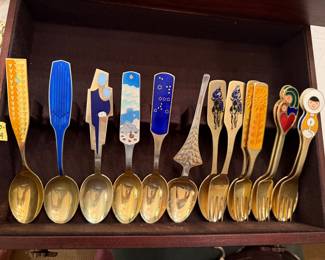 A. Michelsen sterling & enamel Christmas spoons / forks
