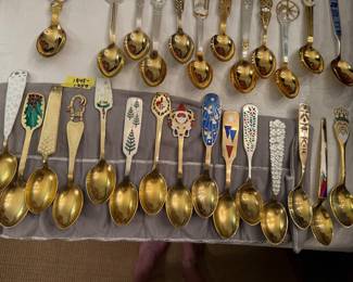 A. Michelsen sterling & enamel Christmas spoons / forks