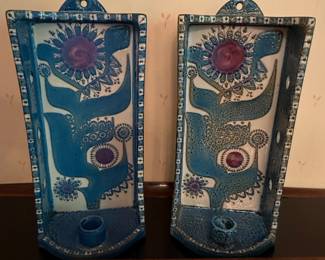 Pair Royal Copenhagen faience candle holders, Berte Jessen