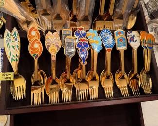 A. Michelsen sterling & enamel Christmas spoons / forks