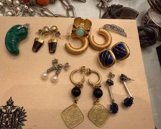 Gold & semi precious stones etc earrings