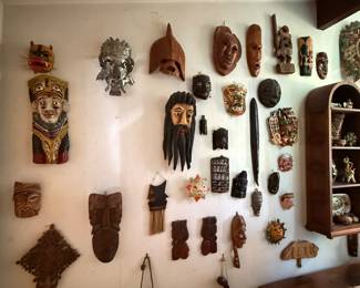 Vintage souvenir masks / figures from around the world