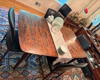 Westnofa Norweigan rosewood dining table with two leaves; 5 side chairs