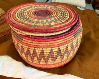 Woven lidded basket