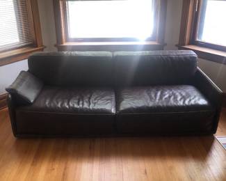 Dark brown Italian stitched leather sofa 
