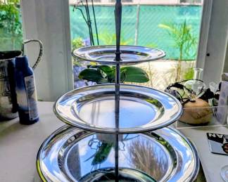 Kromex Chrome 3 tier serving platter