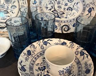 J & G Meakin Blue Nordic Onion Design Ironstone Dinnerware