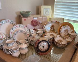 Several Sets of Dinnerware  including 1998 Farberware, Brandywine Pattern, Pier One Vintage Mazey the Squirrel  and more sets new in boxes