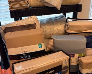 Linens, some new in packages Both King and Queen