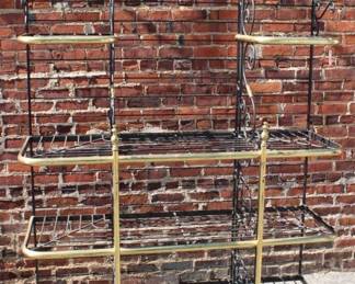 Vintage French Brass Rail Baker's Rack Paris France 83" x 61" x 20"