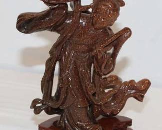 A Chinese Carved Xi Shi Statue from Goldstone on Base 7 3/4" tall