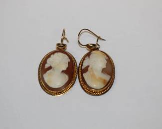 Pair of 14kt gold (Tested) Cameo Earrings