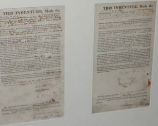 2 1800's Related Indentured Service Slave Documents, Framed
