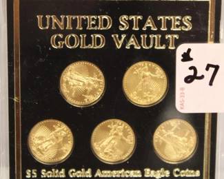 5pc 2012 Uncirculated $5 1/10 oz gold Eagles