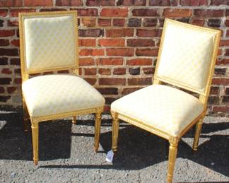 Pair of French Louis XVI painted accent side Chairs