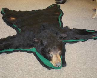 Black Bear Rug w/ head & claws; head to tail measurements 66", claw to claw measurements 65"