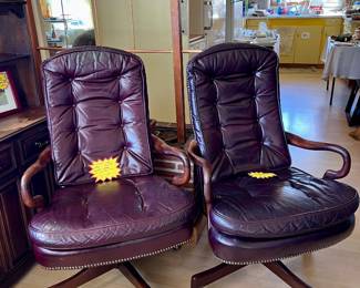 $200 Genuine Classic Leather Inc Burgundy Oxblood Leather Executive Office Chairs