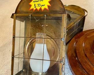 $70 Pair of Vintage Nautical Lantern Wall Sconces from Artier Corp