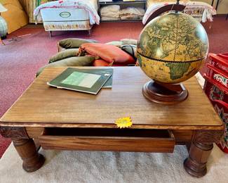 $225 Mediterranean Revival / Traditional Spanish Style Coffee Table W/ Hand Carvings