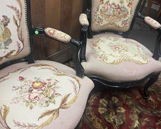 Pair Ebony Petit point covere Fautriul.. $835