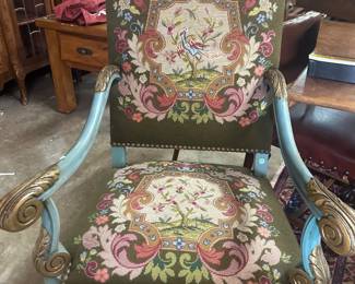 Needlepoint covered armchair $385