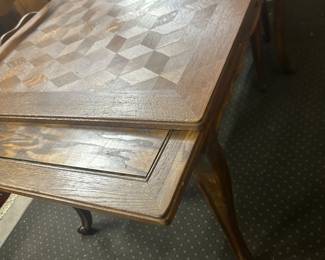 Parquetry top refectory table $335