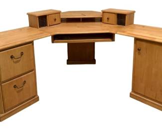341 - L-Shaped Corner Computer Desk w/ Drawers (Description): includes cabinet - 38 x 68 x 68