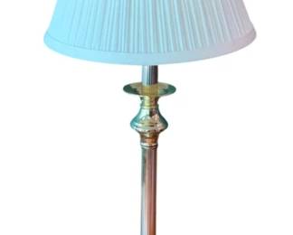9 - Polished Brass Candlestick Table Lamp - 29" Tall (Description): Used as is electric/electronic/mechanical item. No guarantee all components, untested.