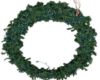 986 - Artificial Wreath w/ string lights - 42" round (Description): Used as is electric/electronic/mechanical item. No guarantee all components, untested.