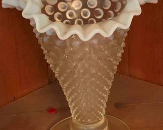 378 - Vintage Fenton French Opalescent Hobnail Vase (Description): 7.75" tall
