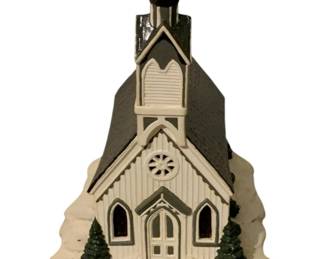 703 - Lighted Ceramic Church - 16.5 x 13 x 11 (Description): Used as is electric/electronic/mechanical item. No guarantee all components, untested.