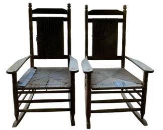 306 - 2 Vintage Porch Rockers - as is (Description): 46 x 26.5 x 35 As Is/Damage to the Seat