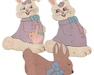 660 - 3 Wood Easter Decorations - 38" tall