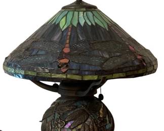 200 - Stained Glass Lamp - 18" Tall - as is (Description): As Is/Damaged Metal Frame is Bent and Missing some Glass Pieces Used as is electric/electronic/mechanical item. No guarantee all components, untested.