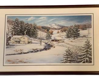 86 - Framed Print "Whispering Pines" - Signed #738/750 (Description): W. Mangum 45 x 31