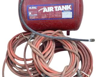 802 - Air Works Air Tank w/ hoses - 13 x 14 x 10 (Description): Used as is electric/electronic/mechanical item. No guarantee all components, untested.