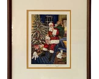 19 - Framed Print "Santa's Joy" - Signed W. Mangum (Description): 16.5 x 14