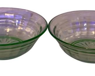 392 - 2 Uranium Glass Bowls - 4.5" Round