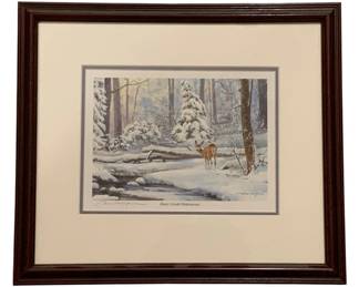 325 - Framed Print "Deer Creek Hideaway" Signed (Description): 13.5 x 16