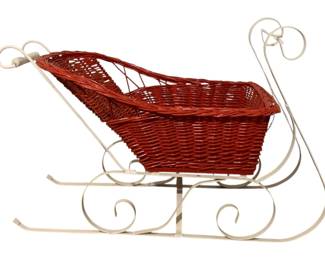 601 - Wicker Sleigh Decoration - 25 x 40 x 16