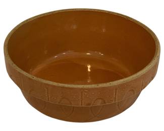 352 - Vintage Watt Pottery Pumpkin-glazed Stoneware bowl (Description): 3.5 x 8.5