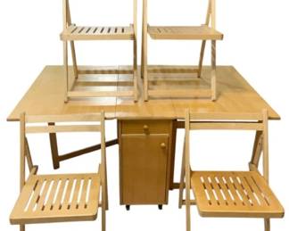 452 - Drop-Side Table w/ 4 Folding Chairs (Description): table - 28 x 36 x 13.5 chair - 30 x 18 x 19