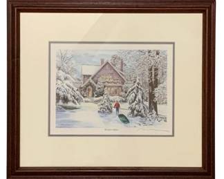 329 - Framed Print "Winter Bliss" Signed - 16 x 13.75
