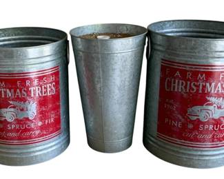 985 - 3 Decorative Holiday Pails / Buckets - 16 x 13
