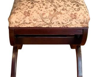 77 - Classic Regency Style Stool - 20 x 15 x 15 (Description): Floral Upholstered Seat & Carved Paw Feet
