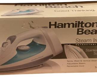 322 - Hamilton Beach Steam Iron in Box (Description): Used as is electric/electronic/mechanical item. No guarantee all components, untested.
