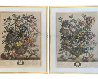 168 - 2 Framed Floral Month Prints - 20 x 16 (Description): April & May