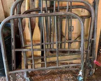 525 - 2 Vintage Metal Twin Bed Frames - 43 x 35.5 (Description): Used as is electric/electronic/mechanical item. No guarantee all components, untested.