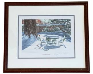 128 - Framed Print "Garden Party" - Signed - 15 x 12.25 (Description): William Mangum